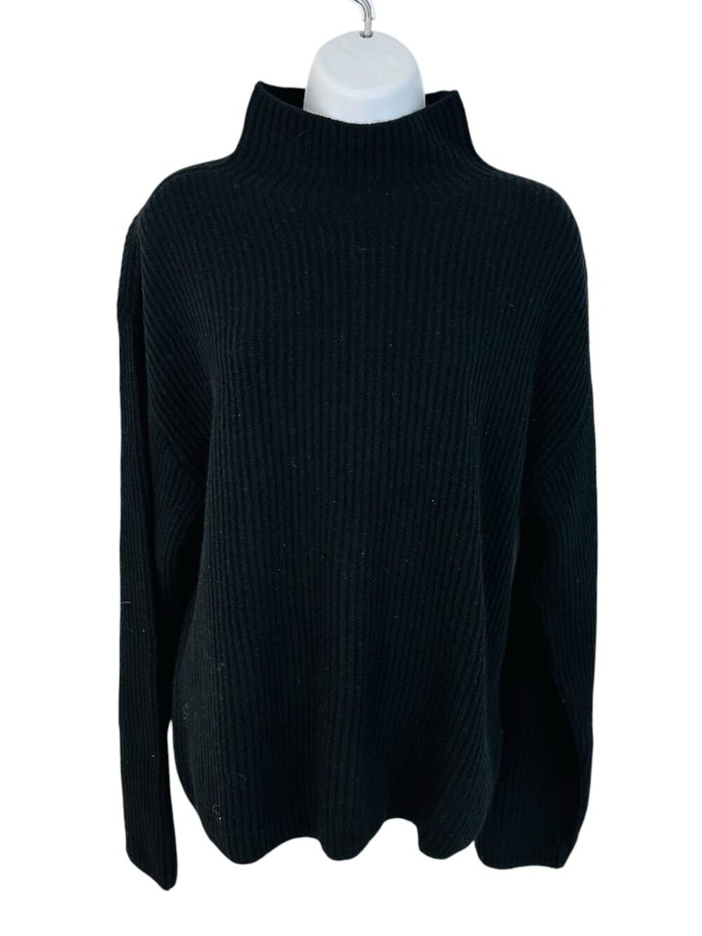 Everlane Women's Size S Ribbed Knit Boxy Funnel Neck Black Sweater NEW